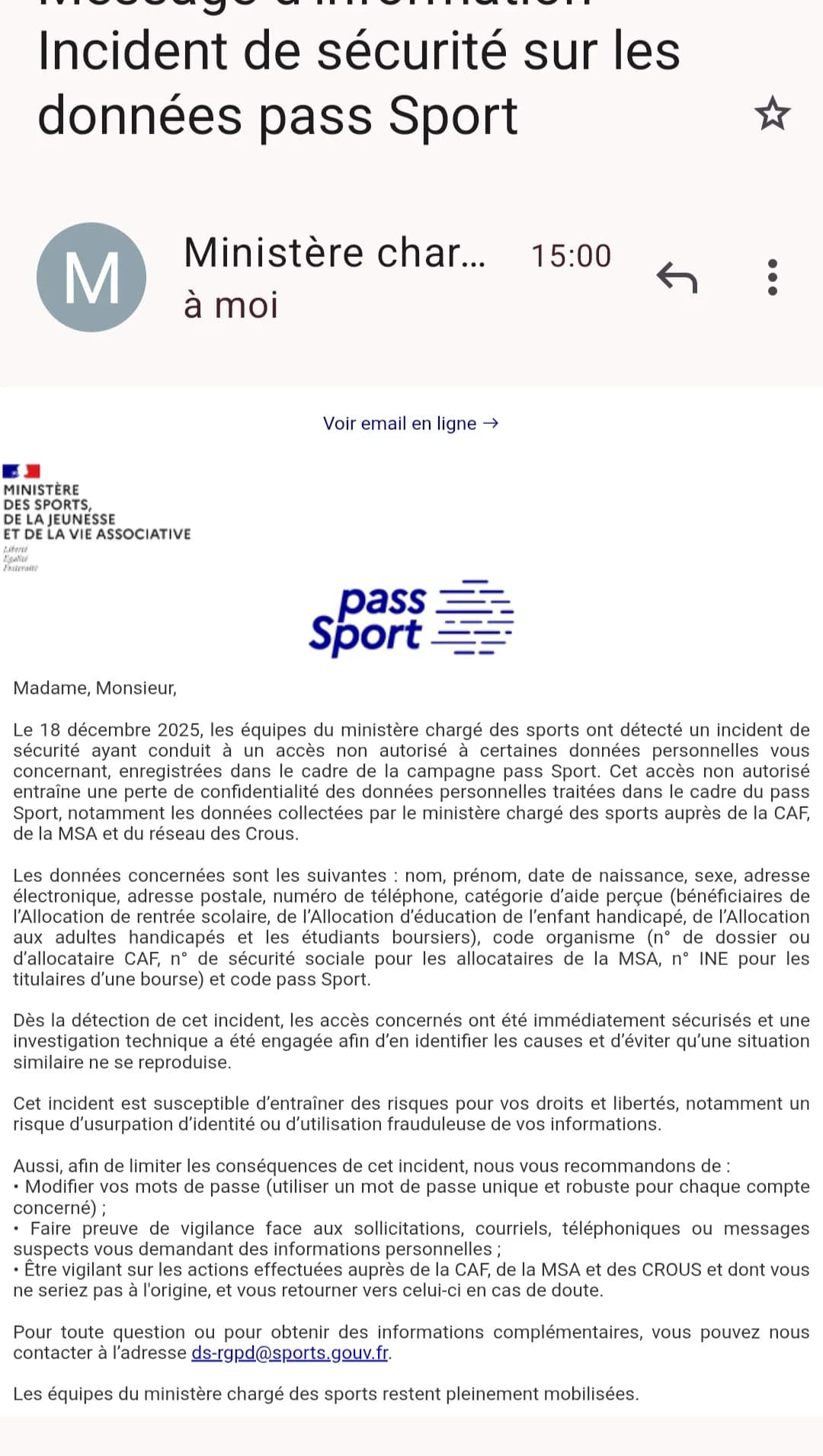 Preuve de fuite du 19 décembre 2025